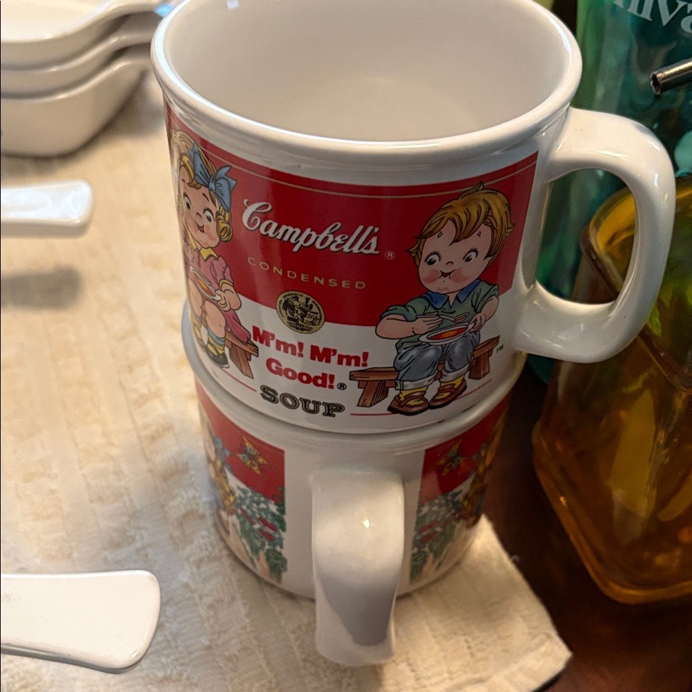 Condensed Soup Vintage Mugs - Red and White